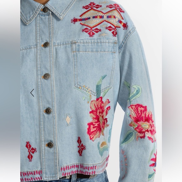 Johnny Was Embroidered Denim Jacket Tallula with Floral Design - Picture 3 of 6